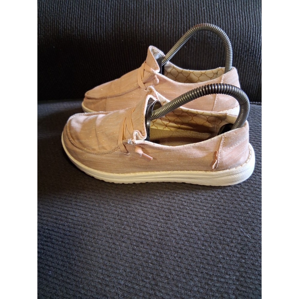 HEY DUDE Womens 6 Wendy Sparkling Rose Gold Slip On‎ Shoes Casual Lightweight